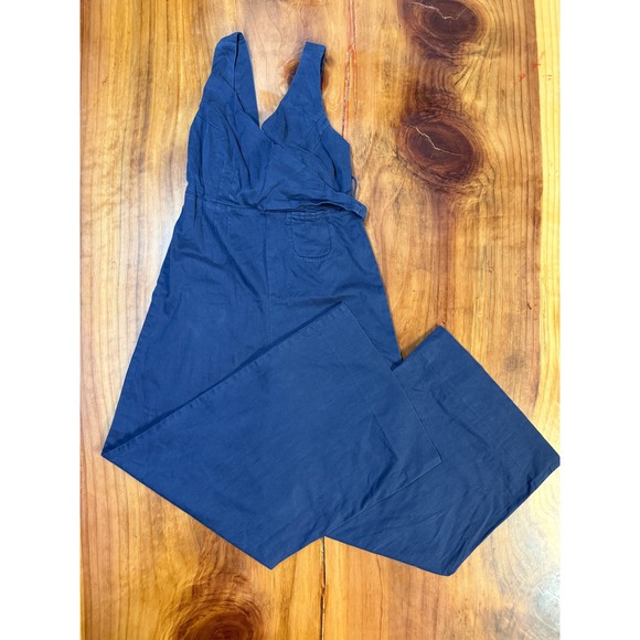 Anthropologie Pants - Anthropologie Chino Wide leg Jumpsuit 2 Navy Cotton Stretch Sleeveless Q3-12